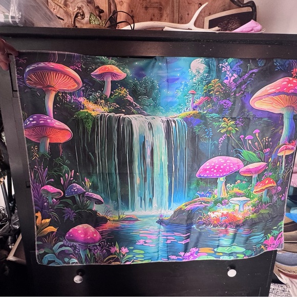 iHeartRaves Vibrant Mushroom Waterfall Tapestry - Picture 2 of 2